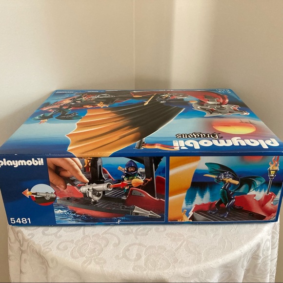 Retired Playmobil Dragons #5481 Battle Ship W/Blue Dragon Floats On Water - Picture 3 of 7